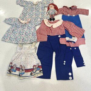 Vintage Raggedy Ann Andy Clothing Lot Small Raggedy Ann Doll Classic Americana